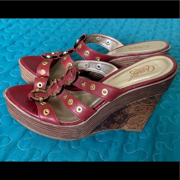 Carlos Santana - Cargo Leather Wedge Sandals - Picture 2 of 10